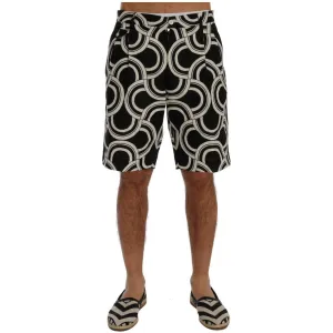 Dolce & Gabbana Chic Black & White Patterned Linen Shorts