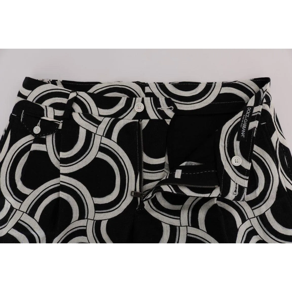 Dolce & Gabbana Chic Black & White Patterned Linen Shorts