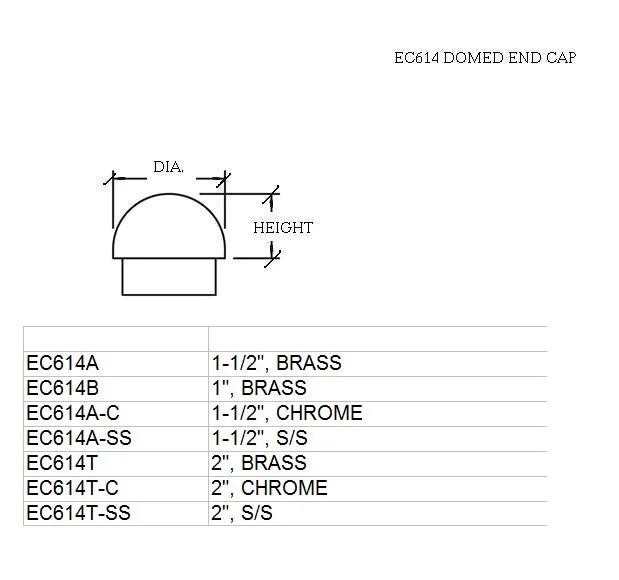 Domed End Cap for 1" O.D. Tubing