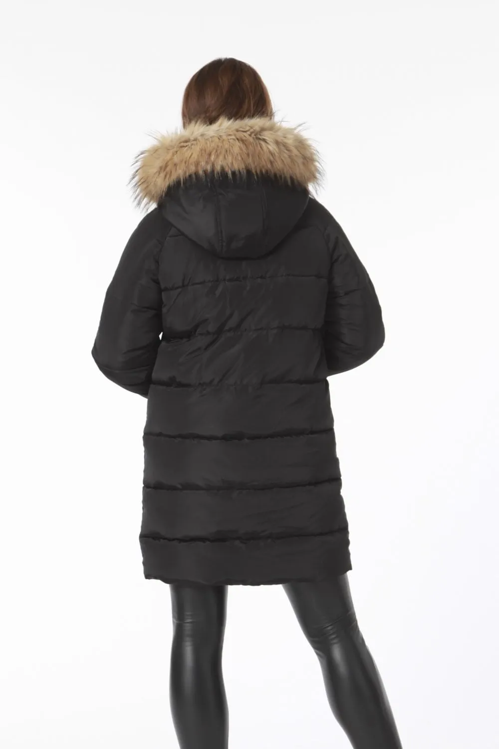 Double Second Black Oversized Long Duvet Coat