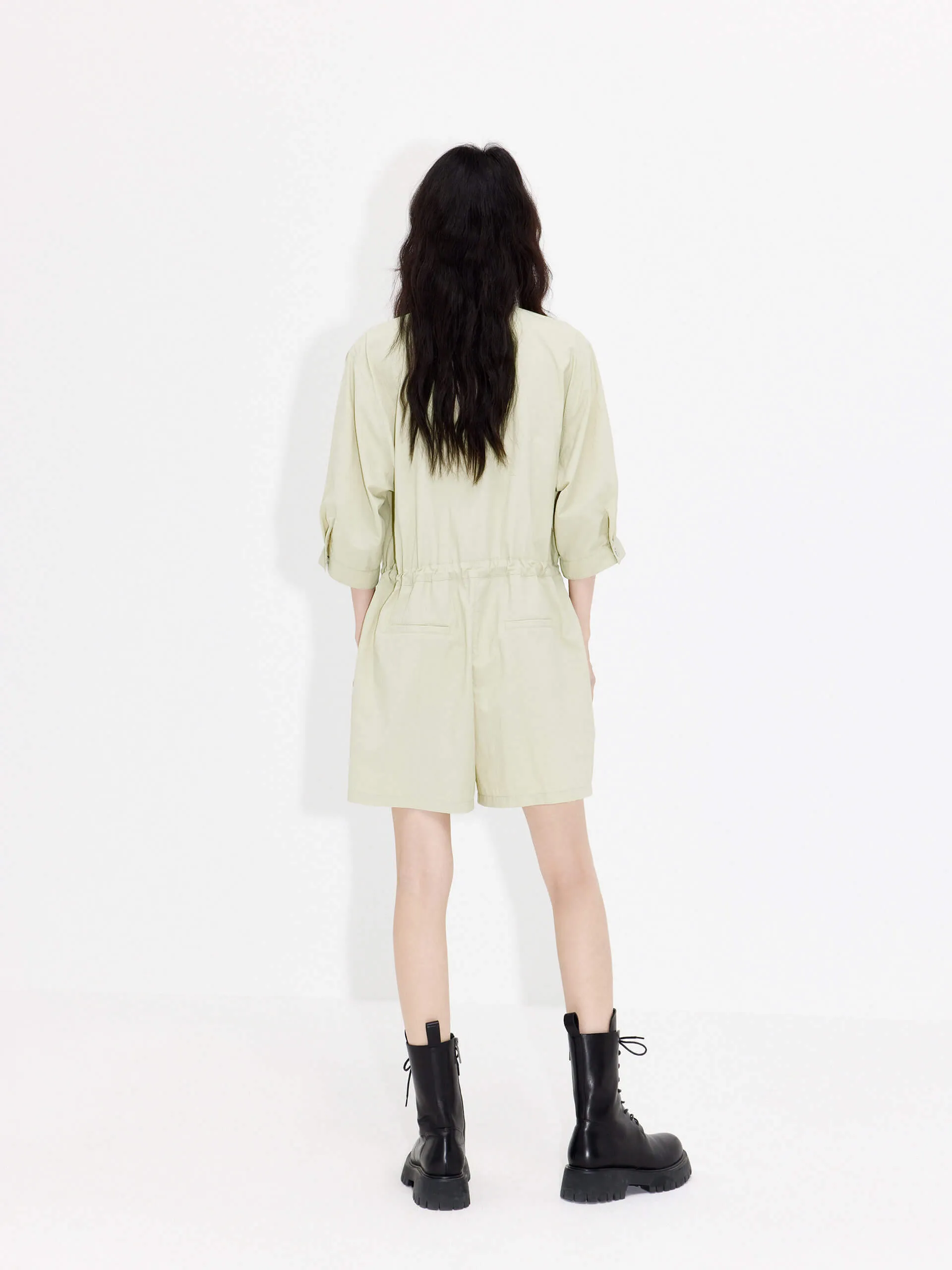 Drawstring Cargo Romper