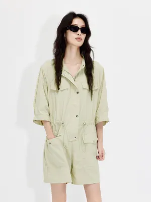 Drawstring Cargo Romper