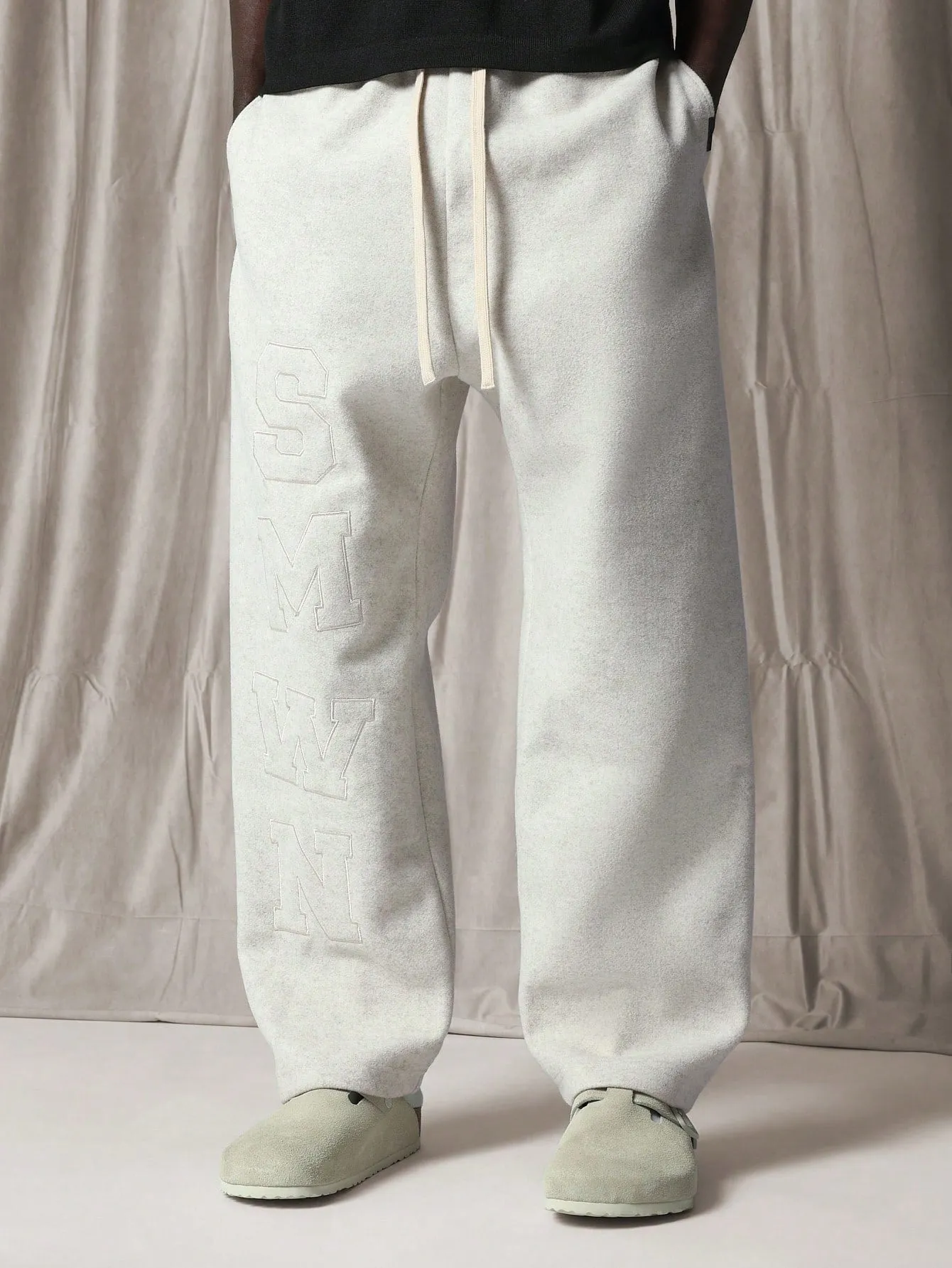 Drop Crotch Pull On Sweatpants With Applique Embroidery