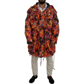 Dsquared² Multicolor Long Hooded Cargo Pocket Coat Jacket