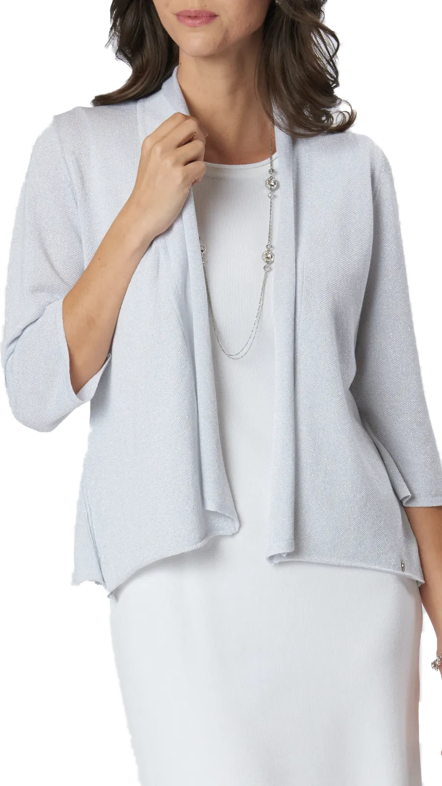 Elsa Shimmery Jacket Cardigan - Silver White