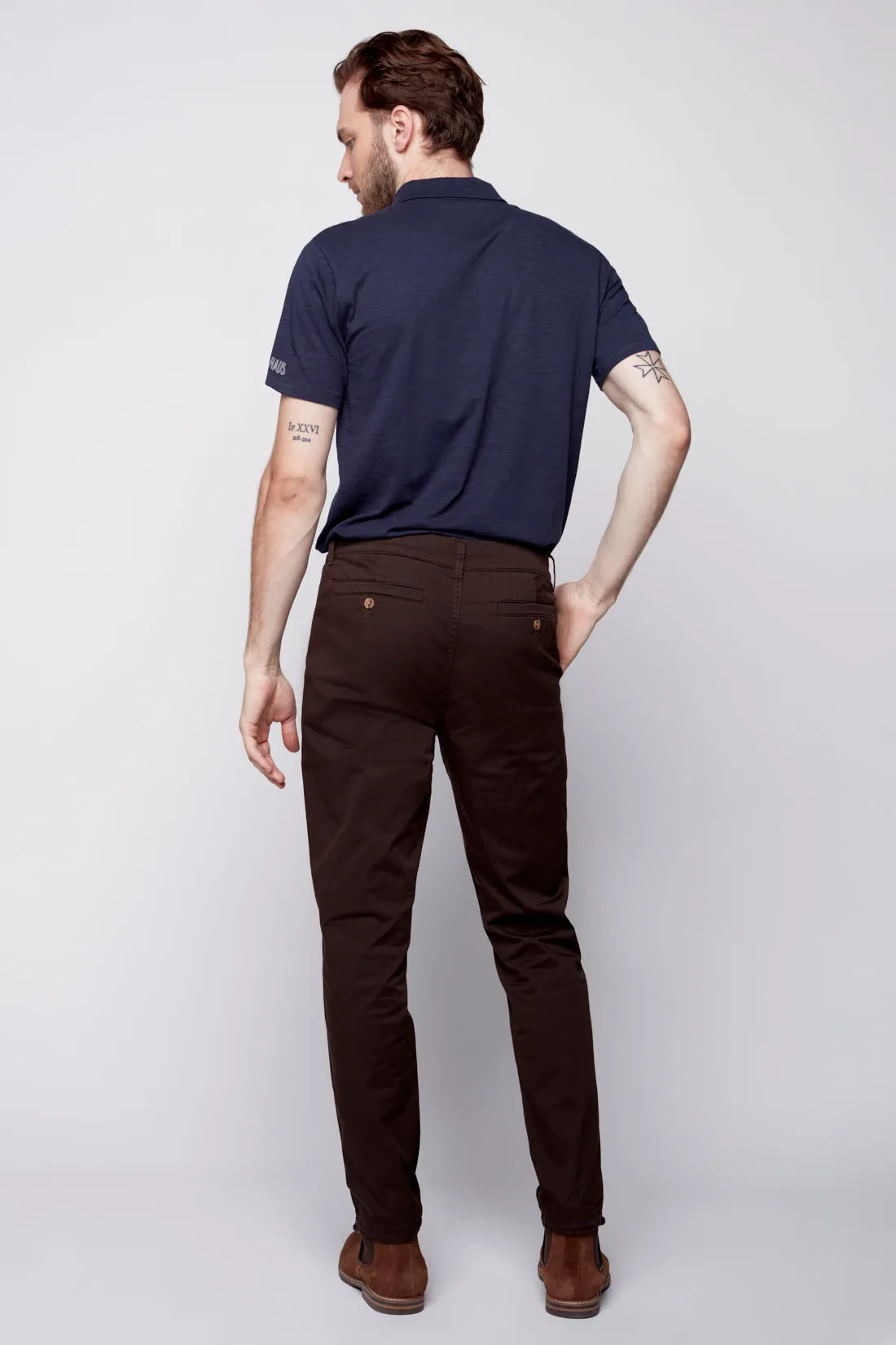 ELTON -  Slim Fit Chinos (Convertible Joggers) - Brown