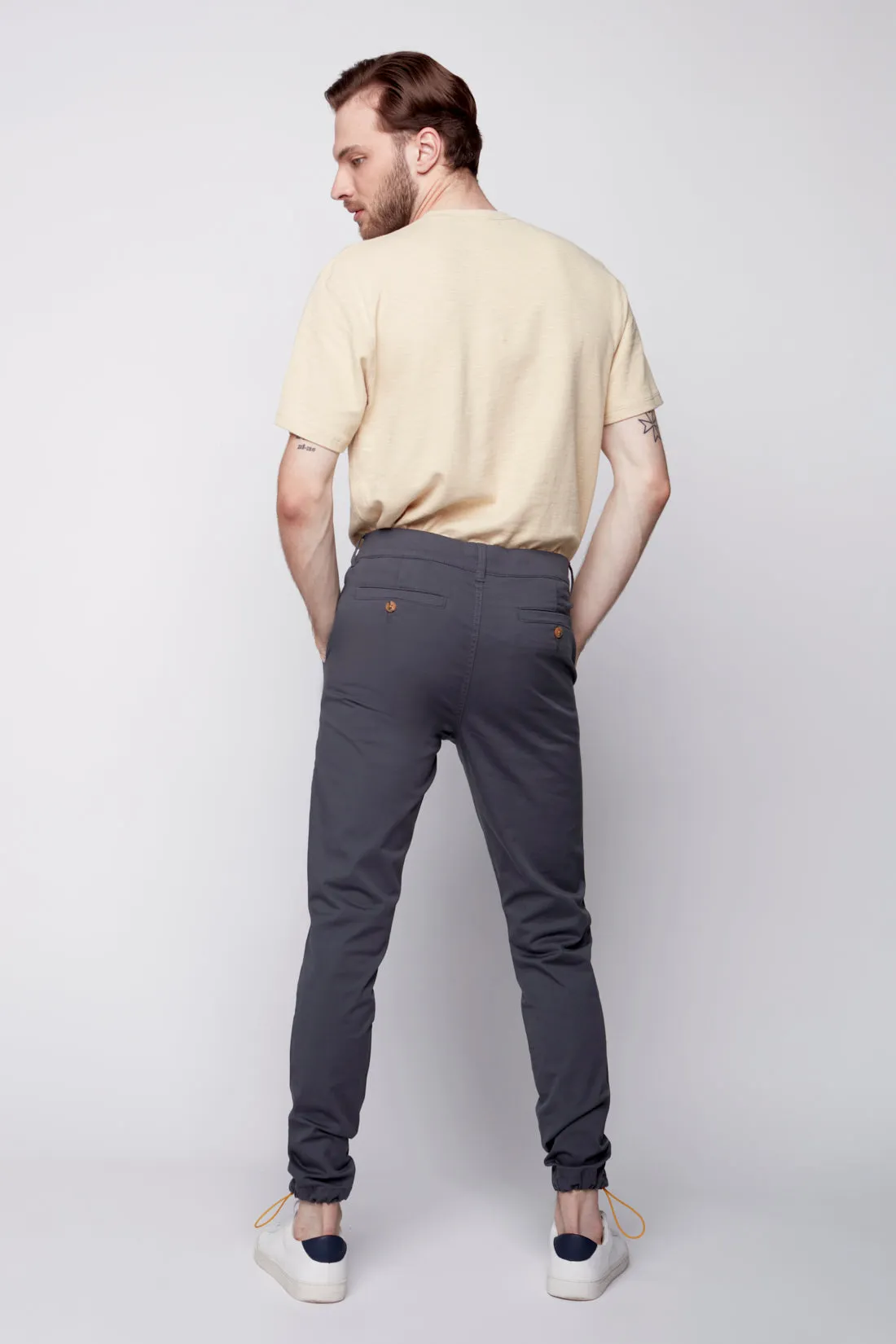 ELTON -  Slim Fit Chinos (Convertible Joggers) - Dark Grey