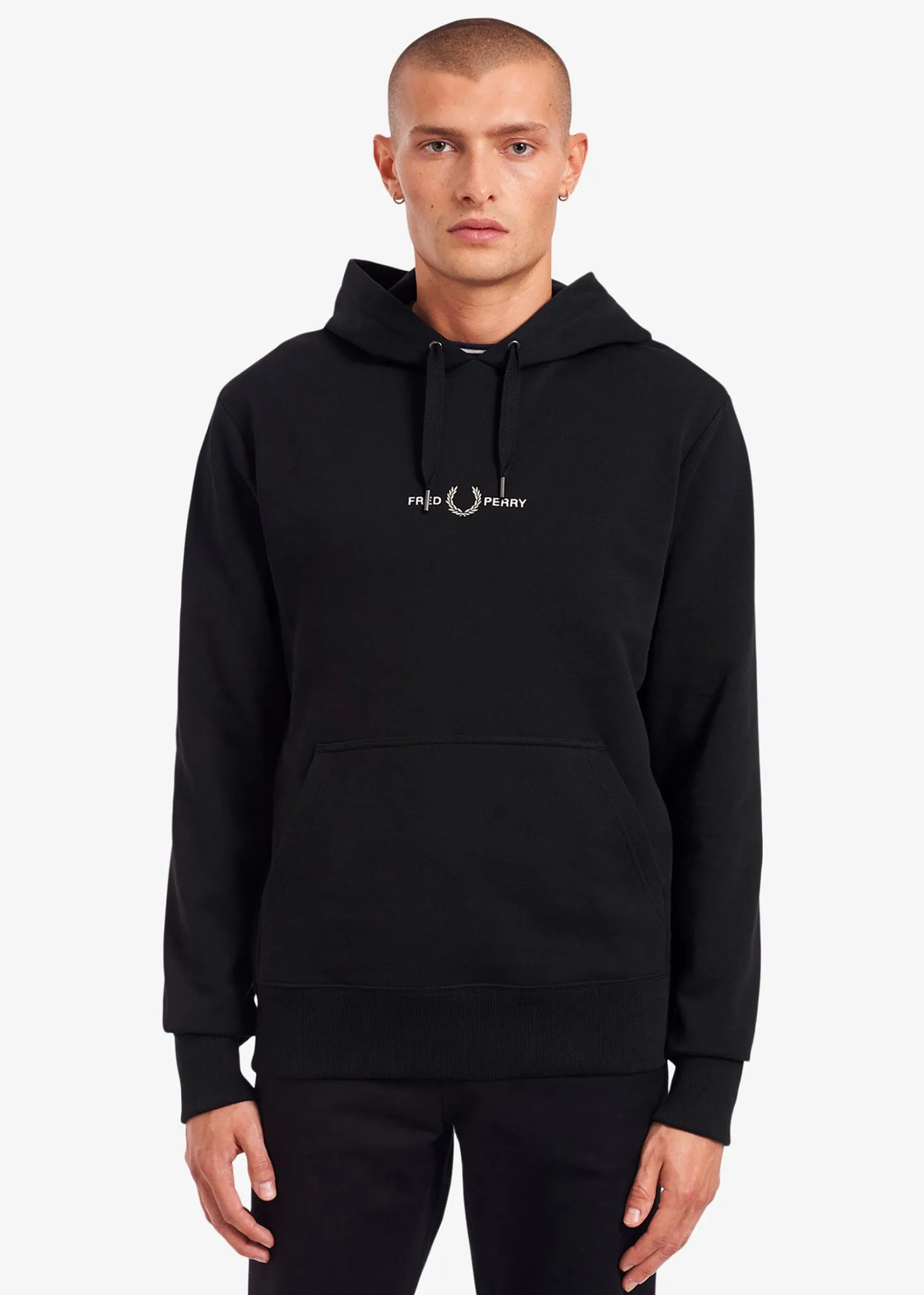 Embroidered hooded sweatshirt - black