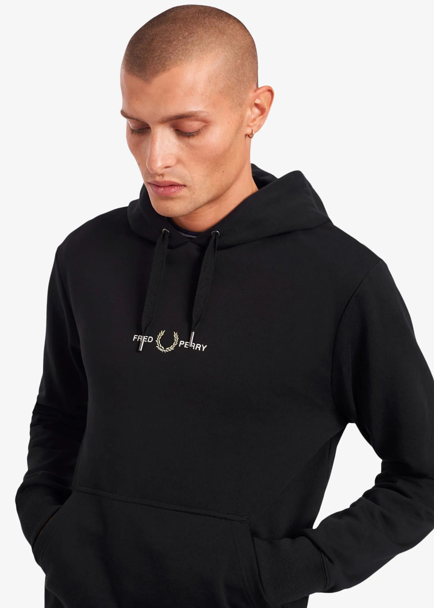 Embroidered hooded sweatshirt - black