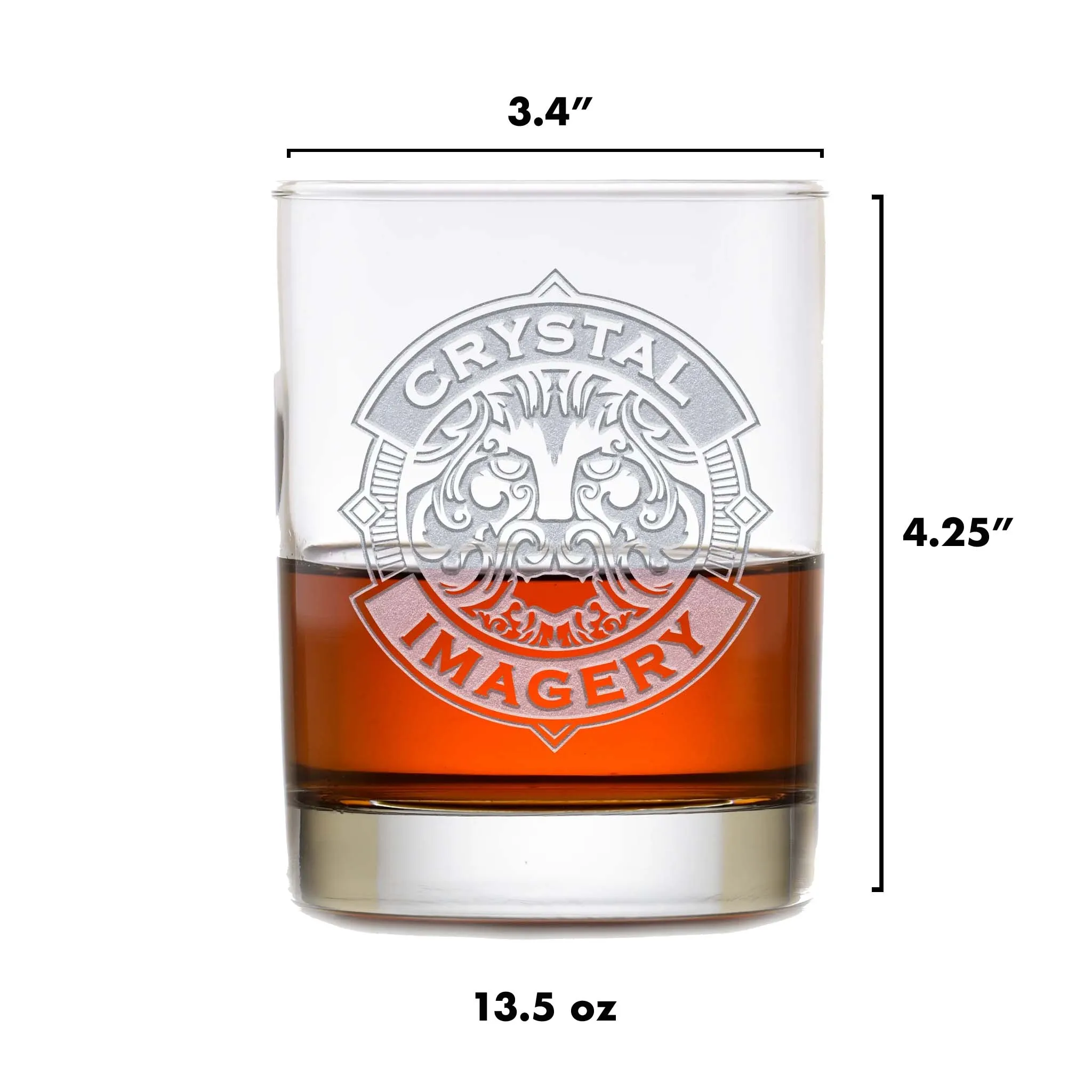 Engraved Family Crest, Coat of Arms Whiskey Glass Set of 4