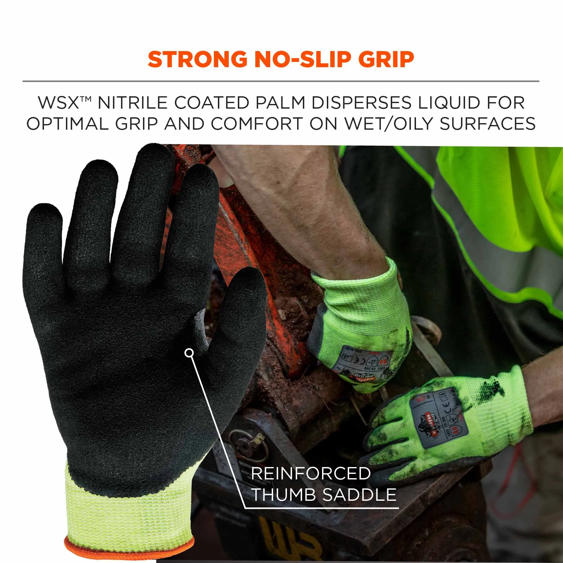 Ergodyne 17814 7041 L Lime ANSI A4 Nitrile-Coated CR Gloves