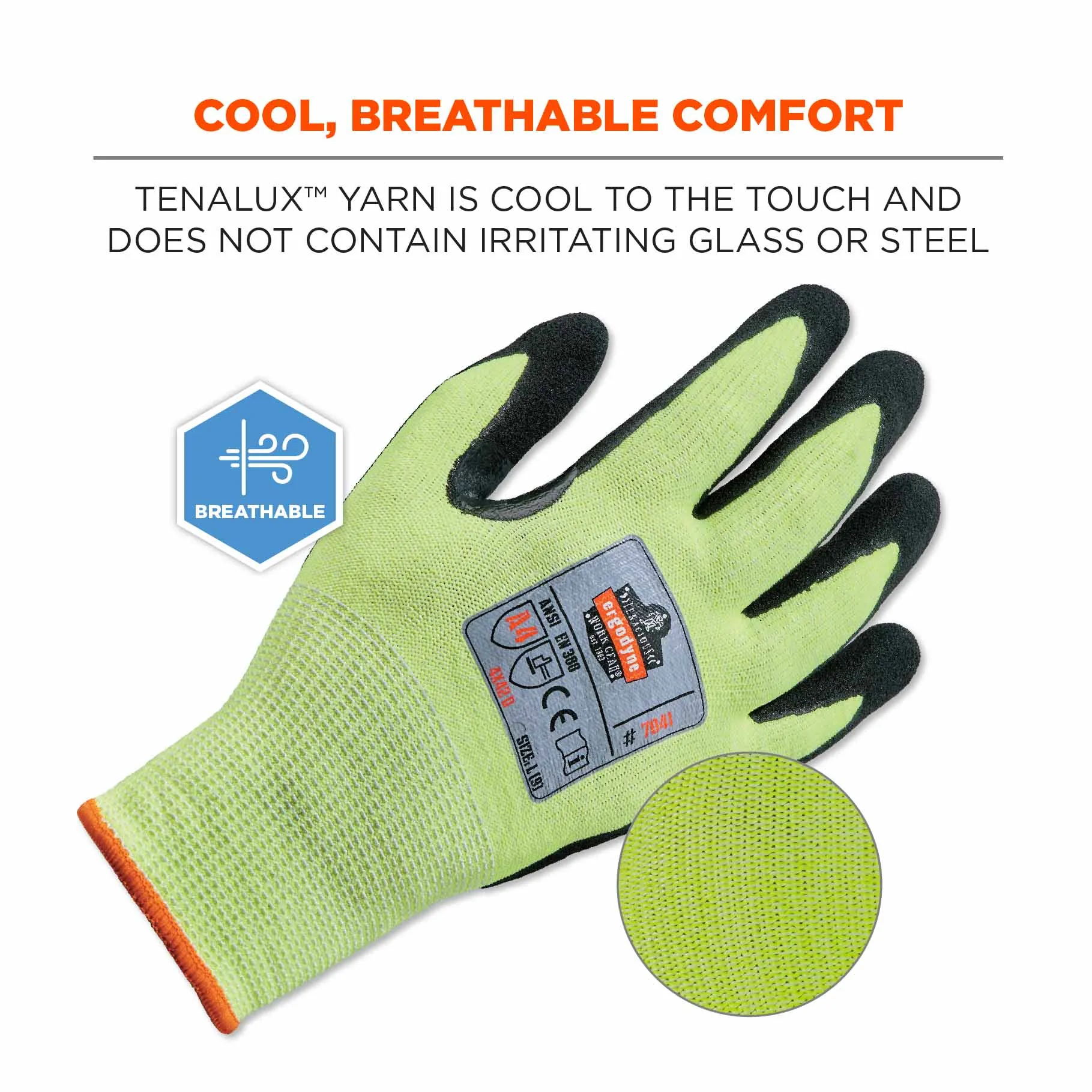 Ergodyne 17814 7041 L Lime ANSI A4 Nitrile-Coated CR Gloves