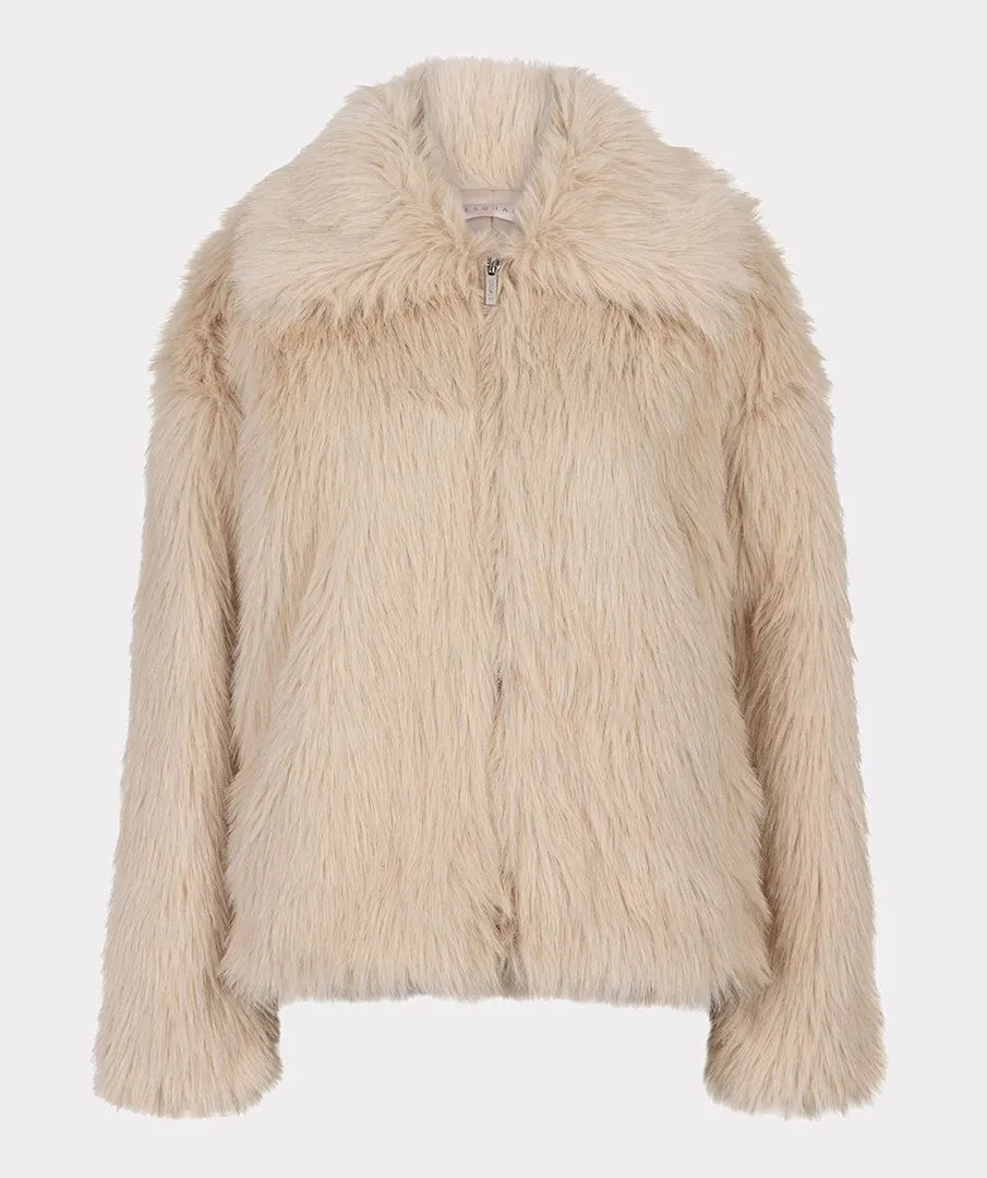 Esqualo Sand Coloured Cropped Faux Fur