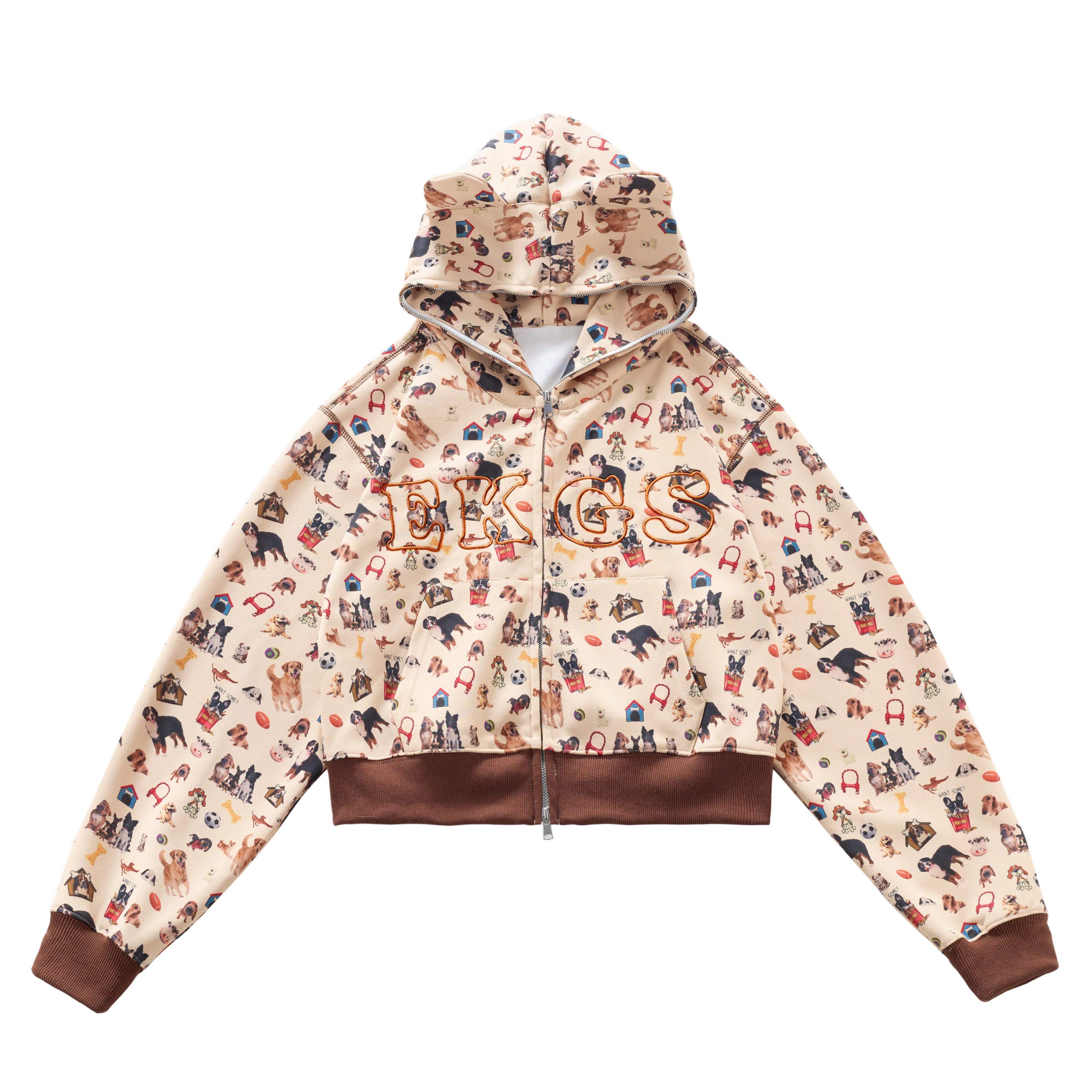 Faire Echo Loose Fit Dog Print Coat