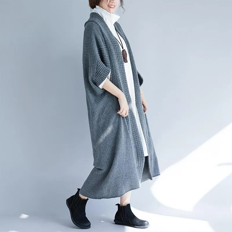 Fall Batwing Sleeves Long Knitting Overcoat