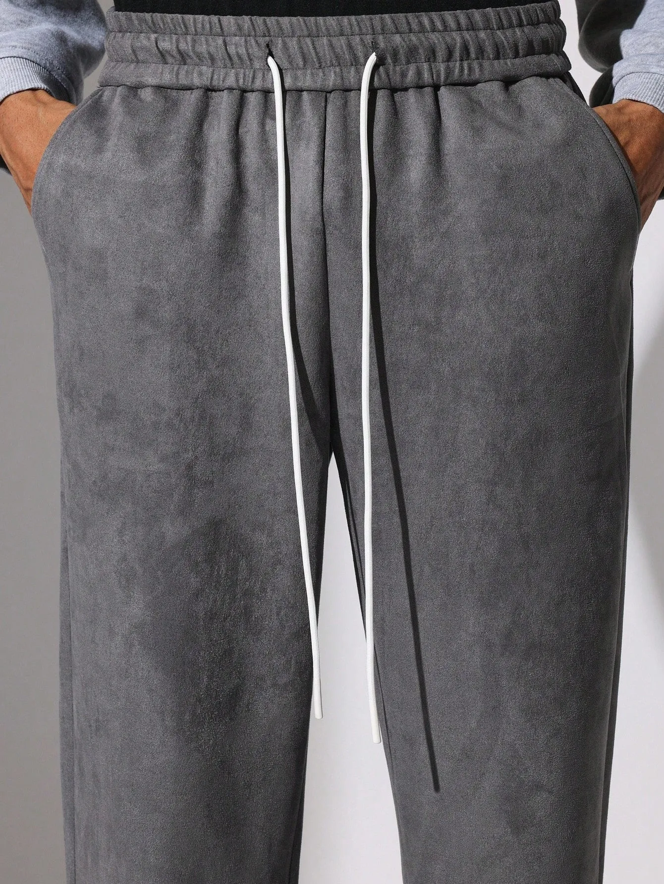 Flare Fit Suedette Essential Sweatpants With Split Hem & Drawstrings