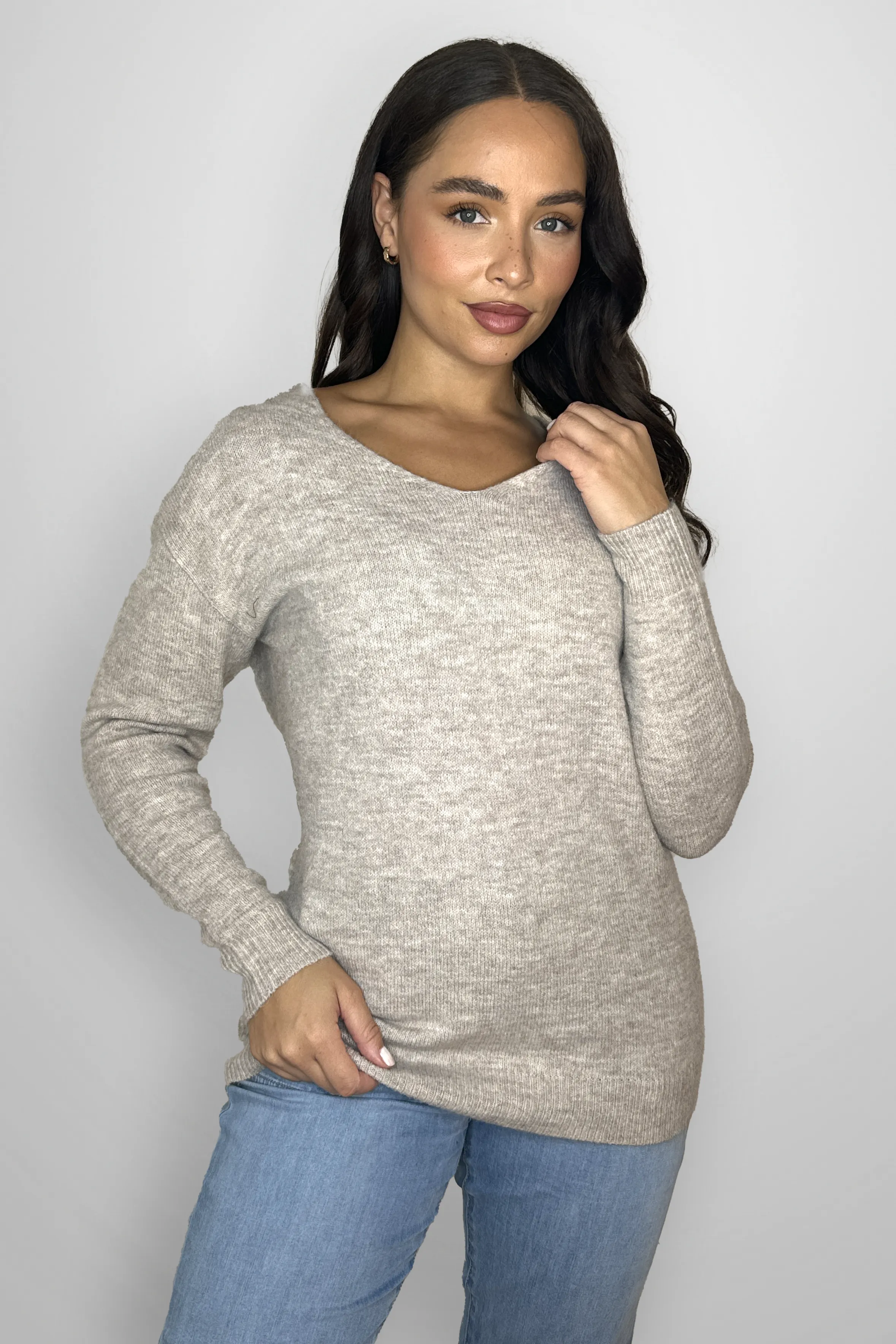 Flat Knit V-Cut Classic Jumper