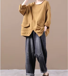 Fleece Sweater Autumn Women Cotton Tops Women Coat Loose Style H9506