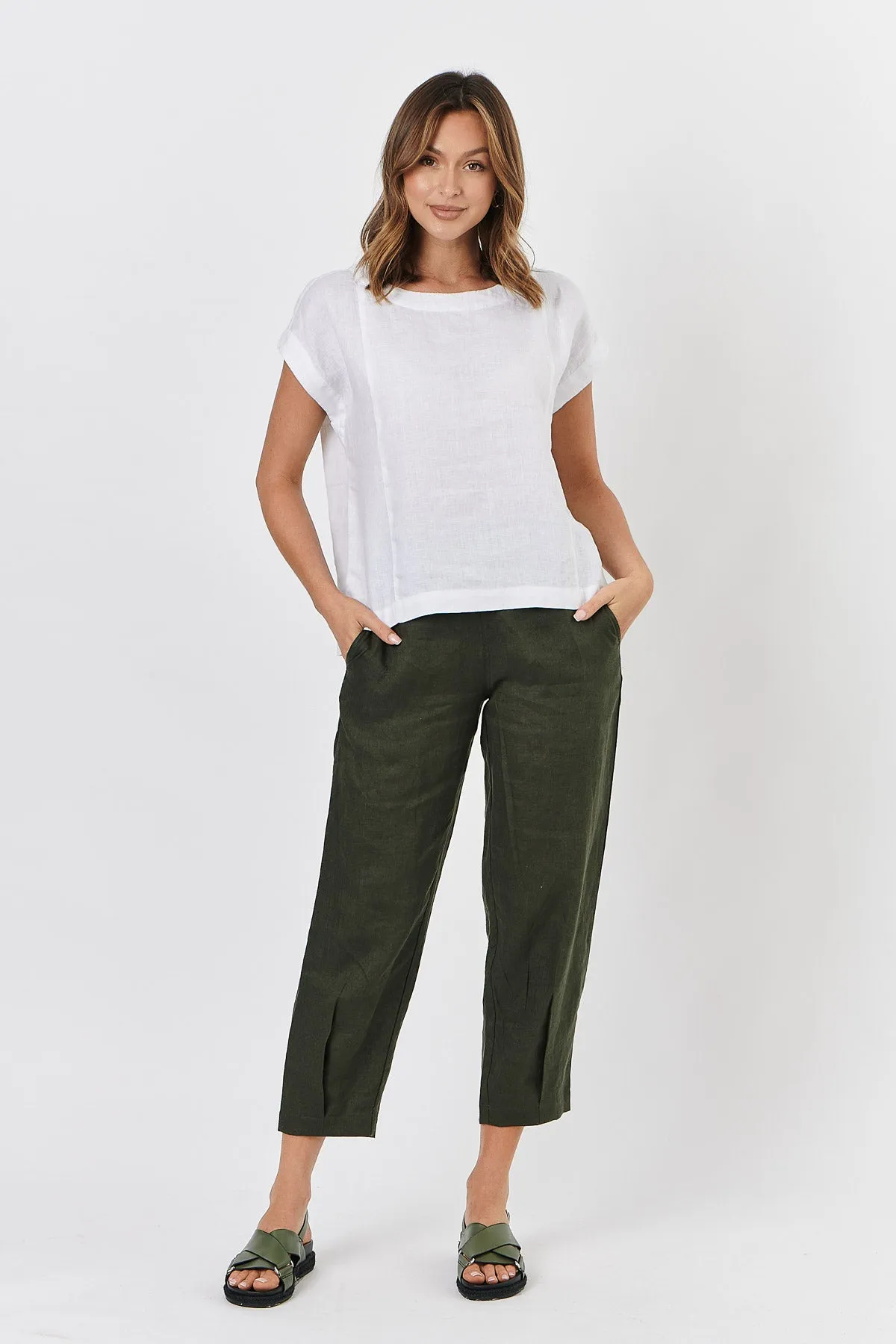 GA464 Linen Pants in Nori