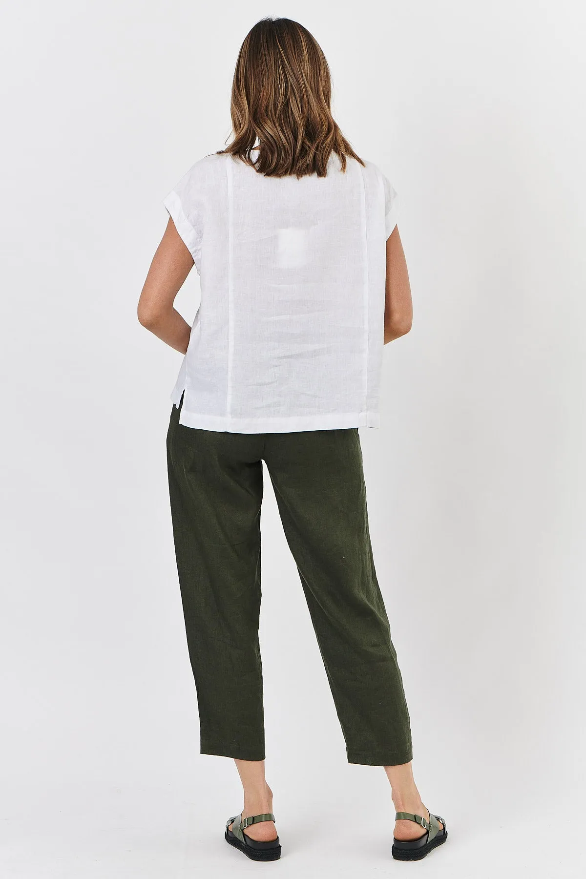 GA464 Linen Pants in Nori