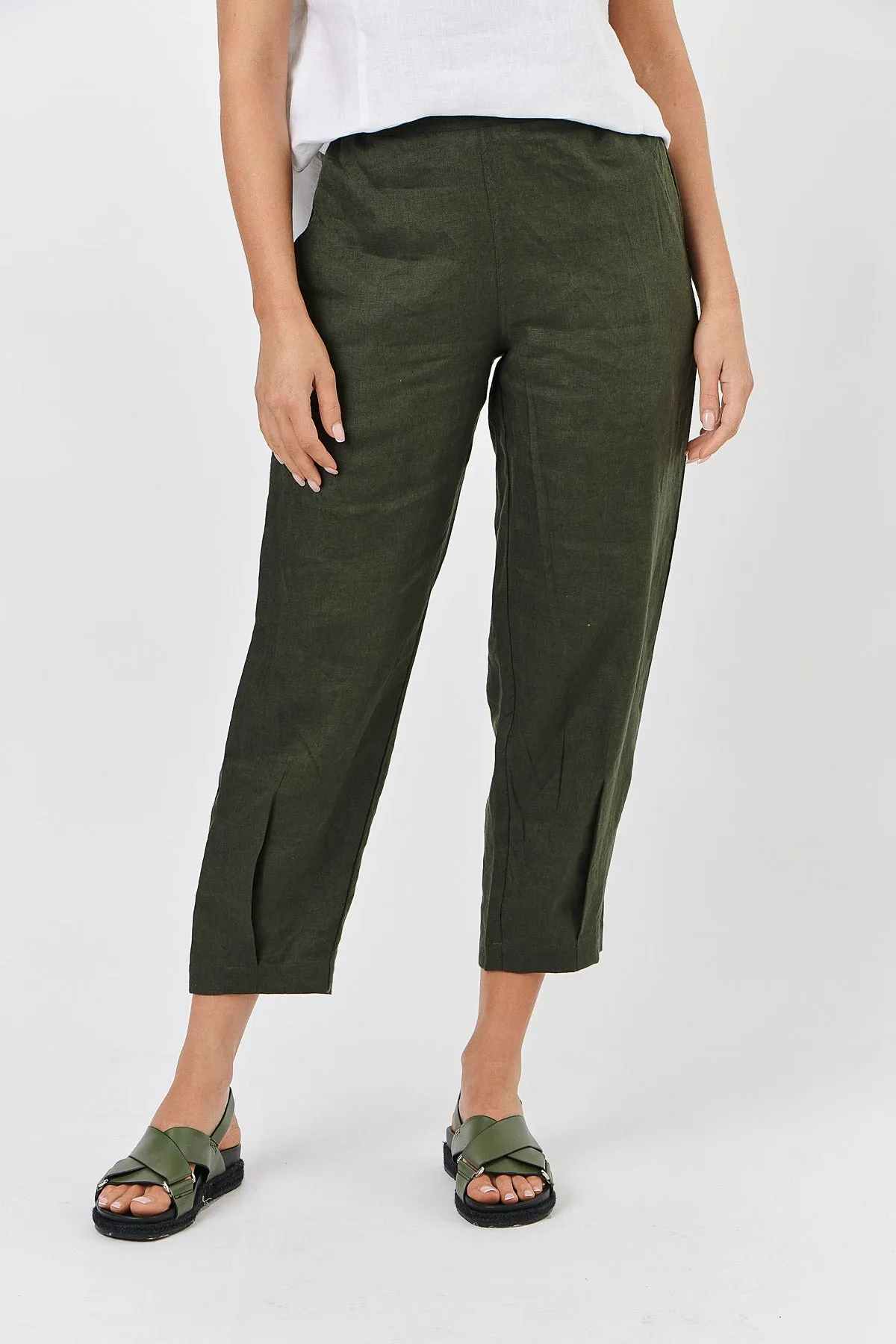 GA464 Linen Pants in Nori