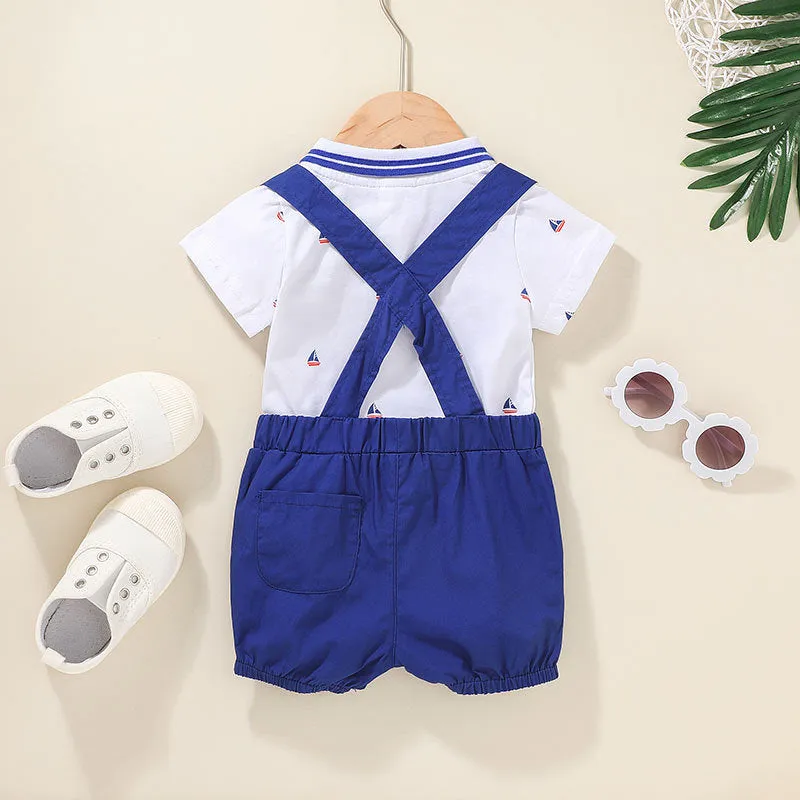 Gentleman'S Baby Short-Sleeved One-Piece Two-Piece Suit