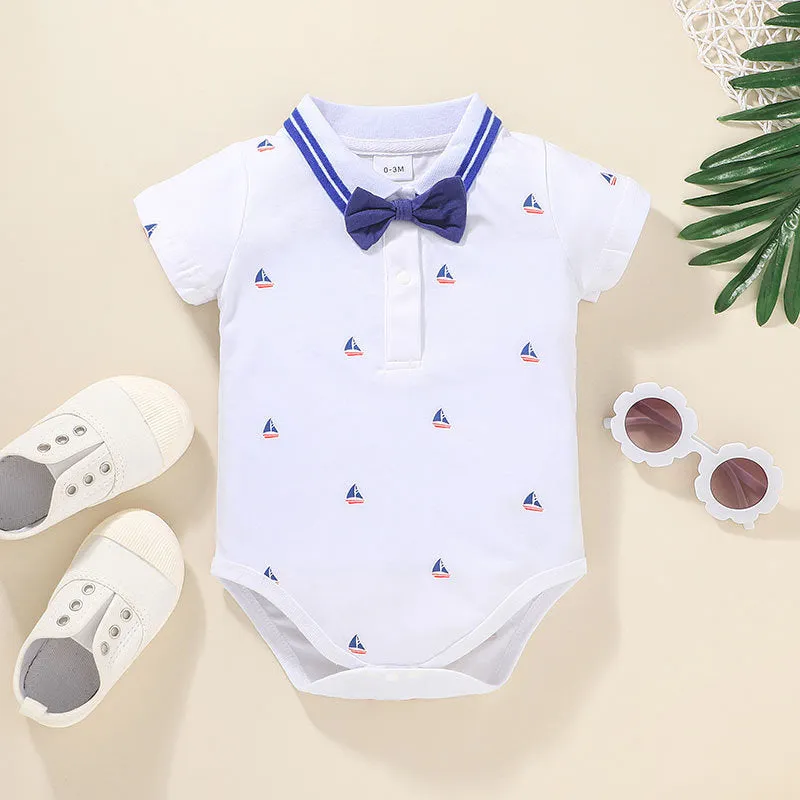 Gentleman'S Baby Short-Sleeved One-Piece Two-Piece Suit