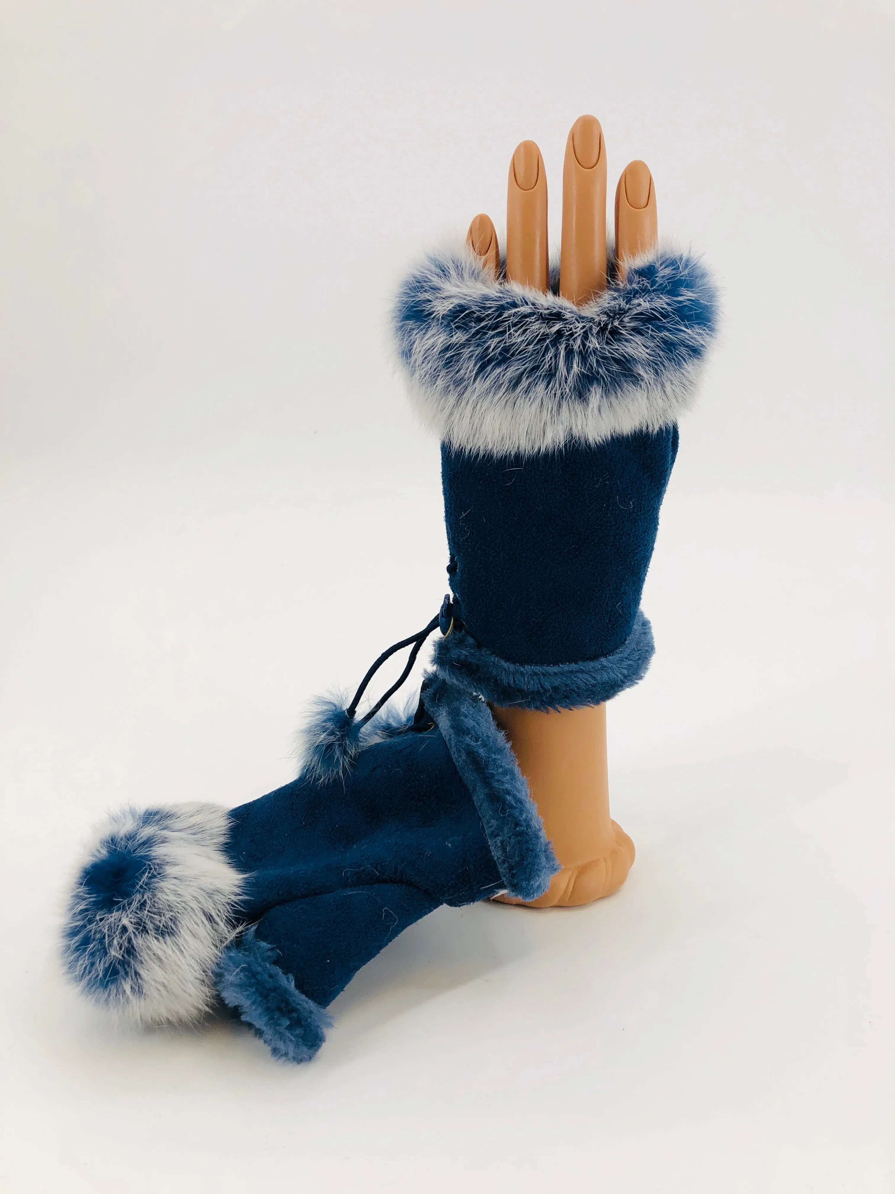 Genuine Rabbit Fingerless Gloves - Multiple Colors