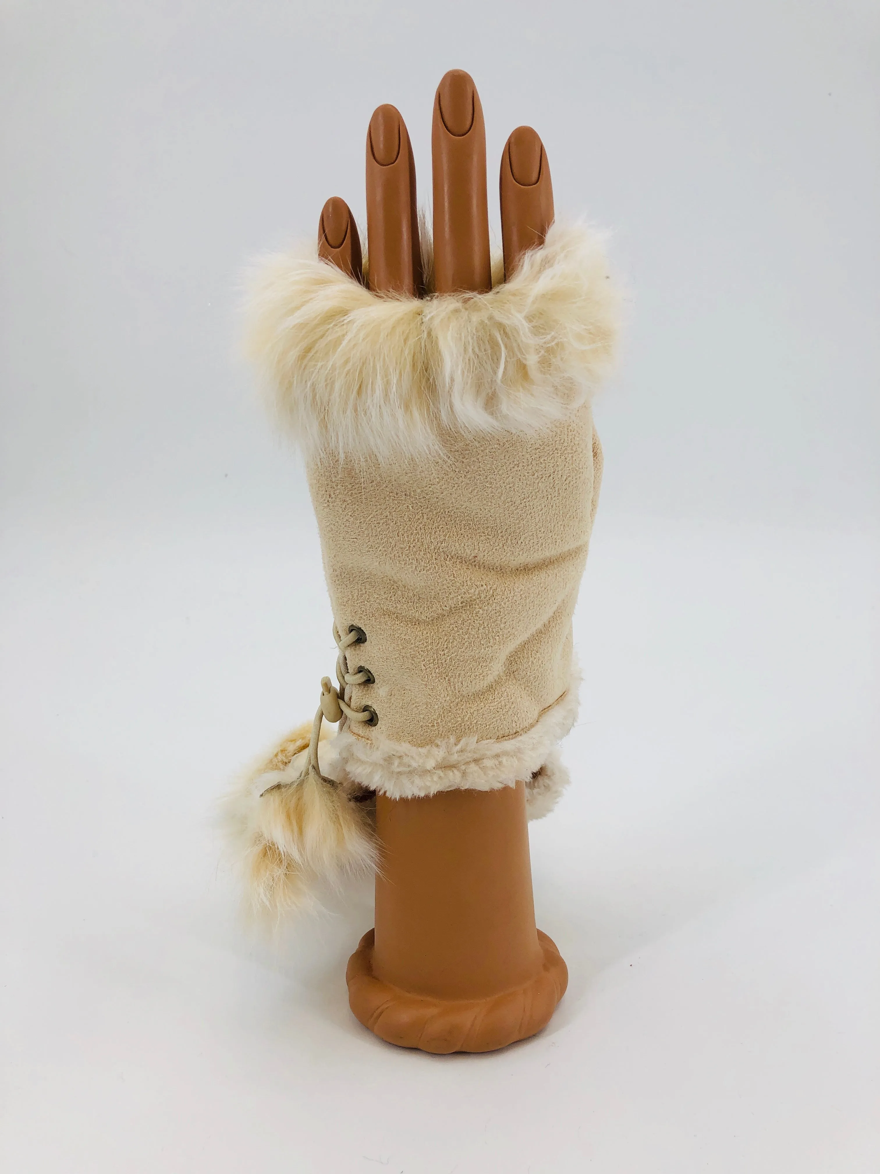 Genuine Rabbit Fingerless Gloves - Multiple Colors