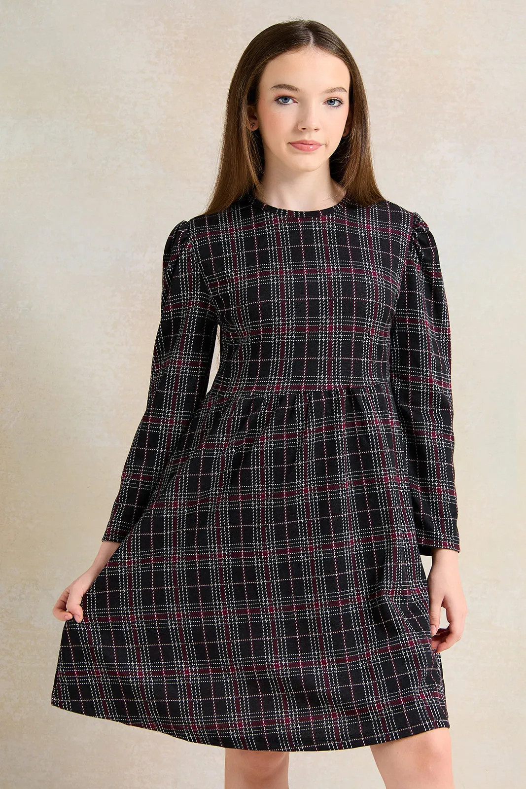 Girls Navy Tweeds Skater Dress