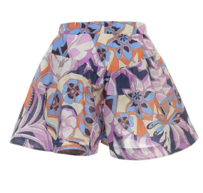 Girls Purple Patterned Short