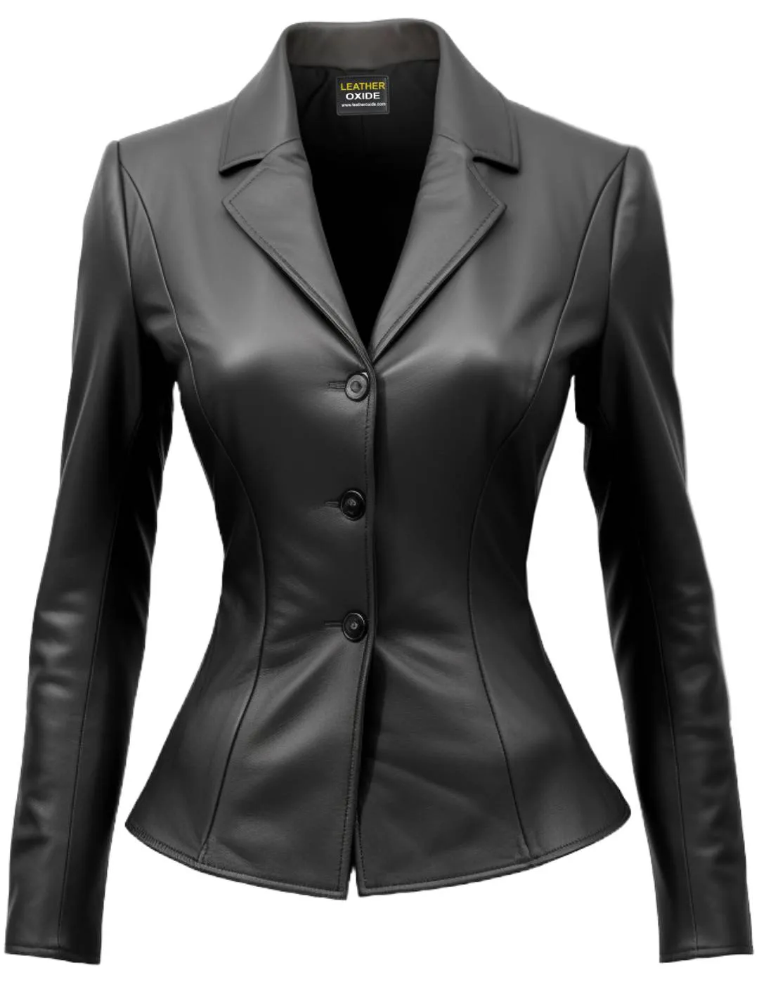 Giselle Black Women Leather Jacket Blazer