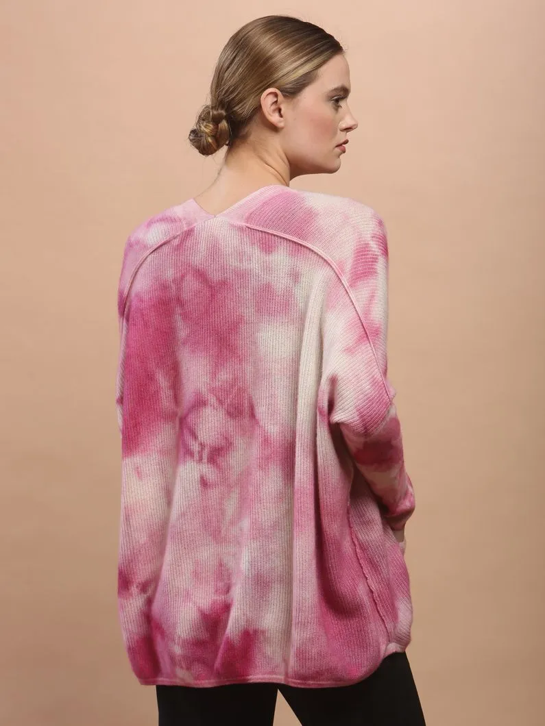 Hand Dye Oversized Cardigan in Mongolia Cashmere