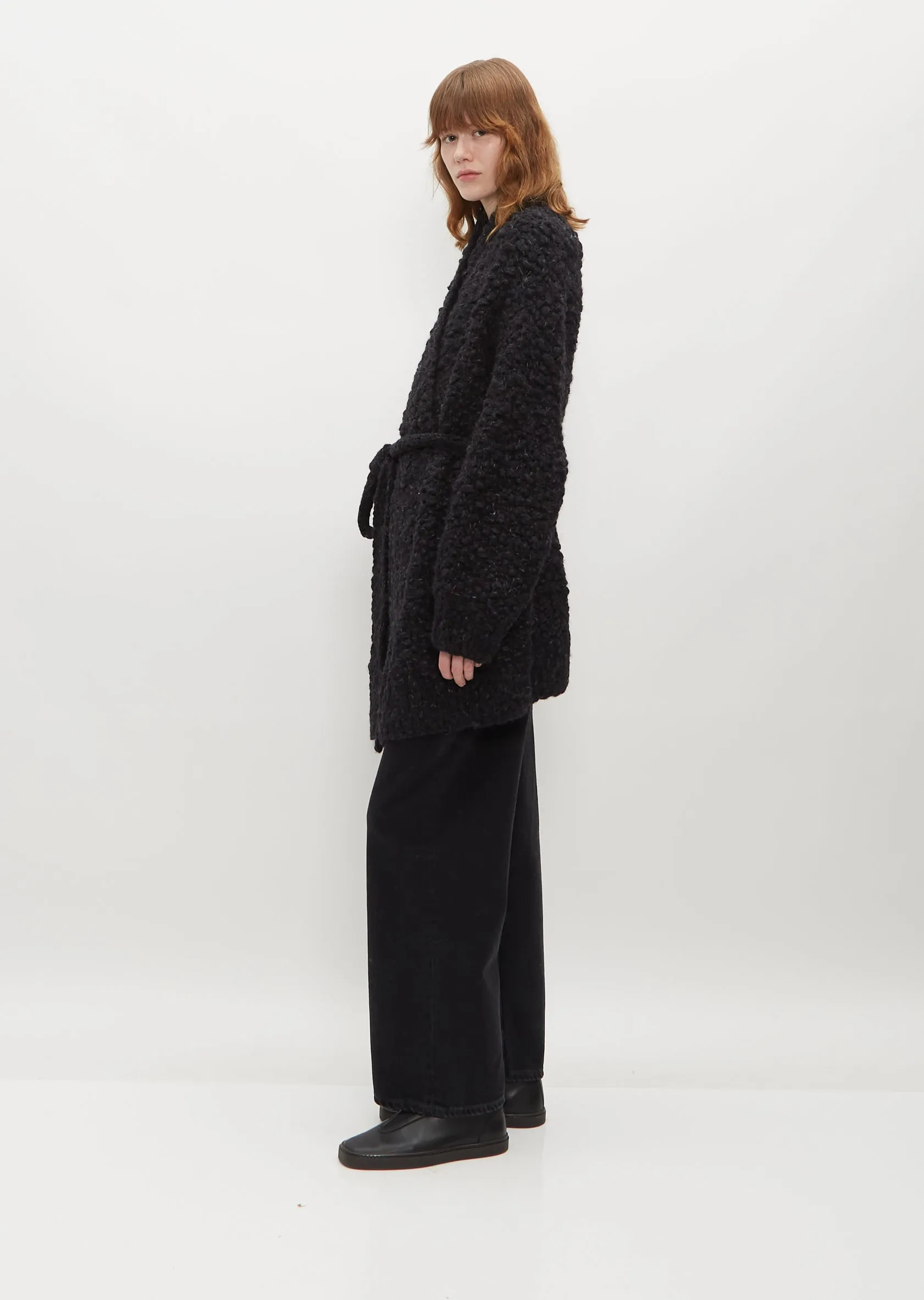 Handknit Matta Coat — Black Melange