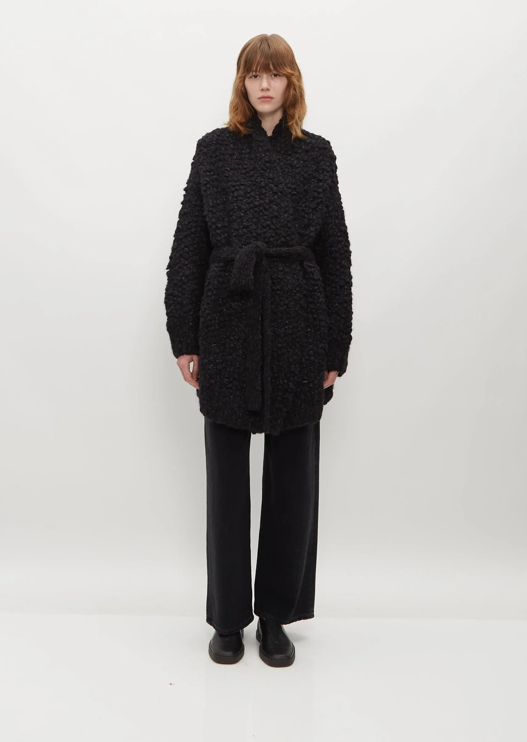 Handknit Matta Coat — Black Melange