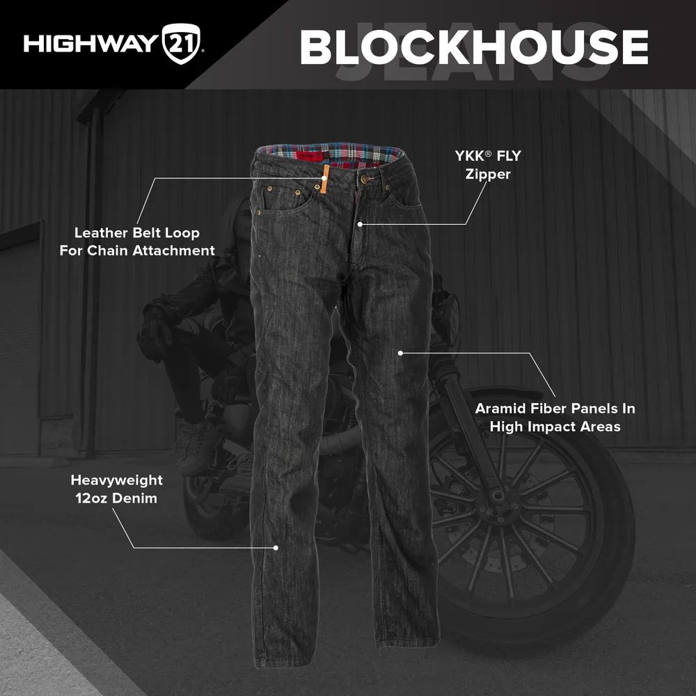 Highway 21 Blockhouse Straight-Leg Motorcycle Riding Jeans