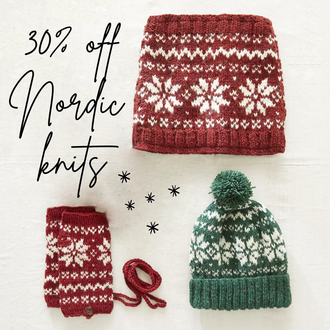 HIMAL Nordic Snowflake Wool Knit Unisex Bobble Hat