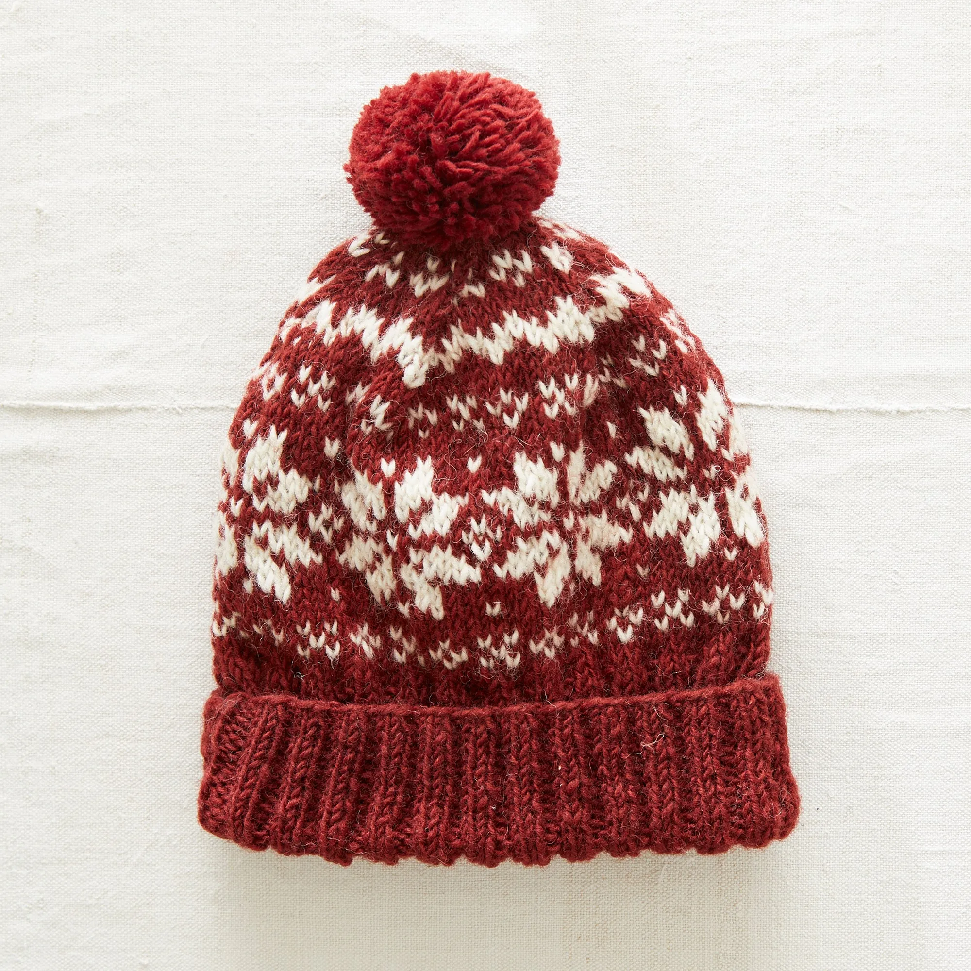 HIMAL Nordic Snowflake Wool Knit Unisex Bobble Hat