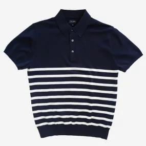 Horizontal Stripe Cotton Sweater Navy Polo