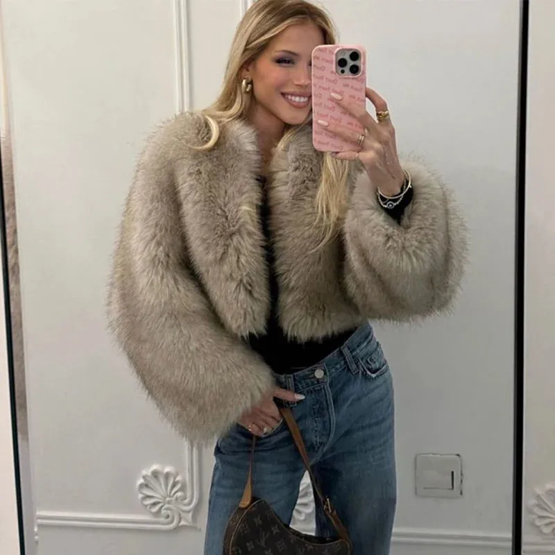 Iconic Street Faux Fur Coat Women Winter Fluffy Short Fur Jacket