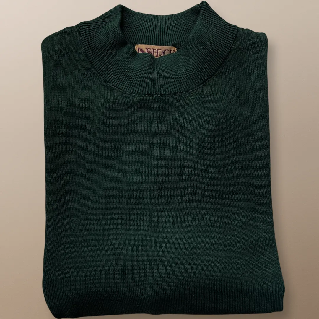 Inserch Cotton Blend Mock Neck Sweater Green Sapphire 4308-00201