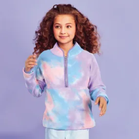 IScream Girls Bubble Gum Tie Dye Waffle Half Zip Pullover and Shorts Set