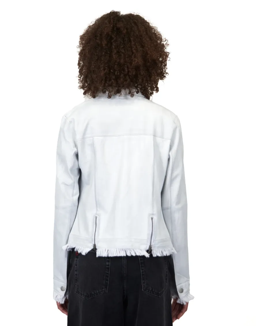 Jakett Alexa Stonewash Leather Jacket White