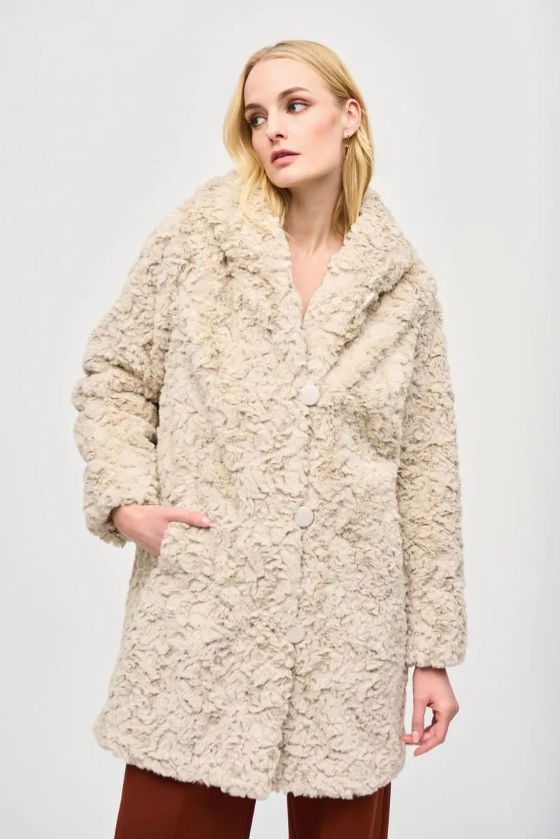 Joseph Ribkoff Hooded Faux Fur Reversible Coat 243903