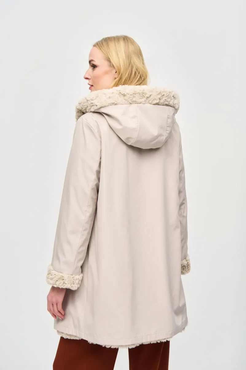 Joseph Ribkoff Hooded Faux Fur Reversible Coat 243903