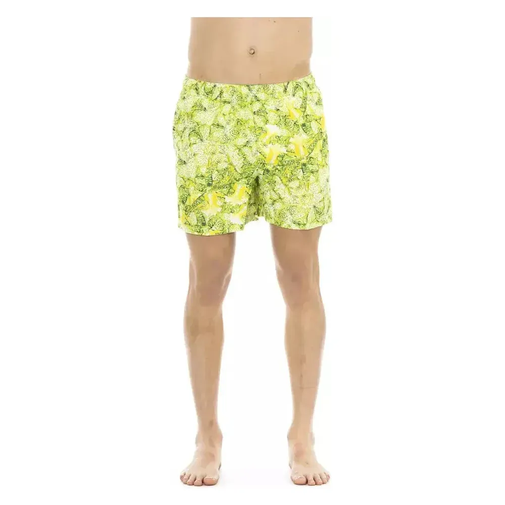 Just Cavalli Green Polyester Men's Swimwear Shorts