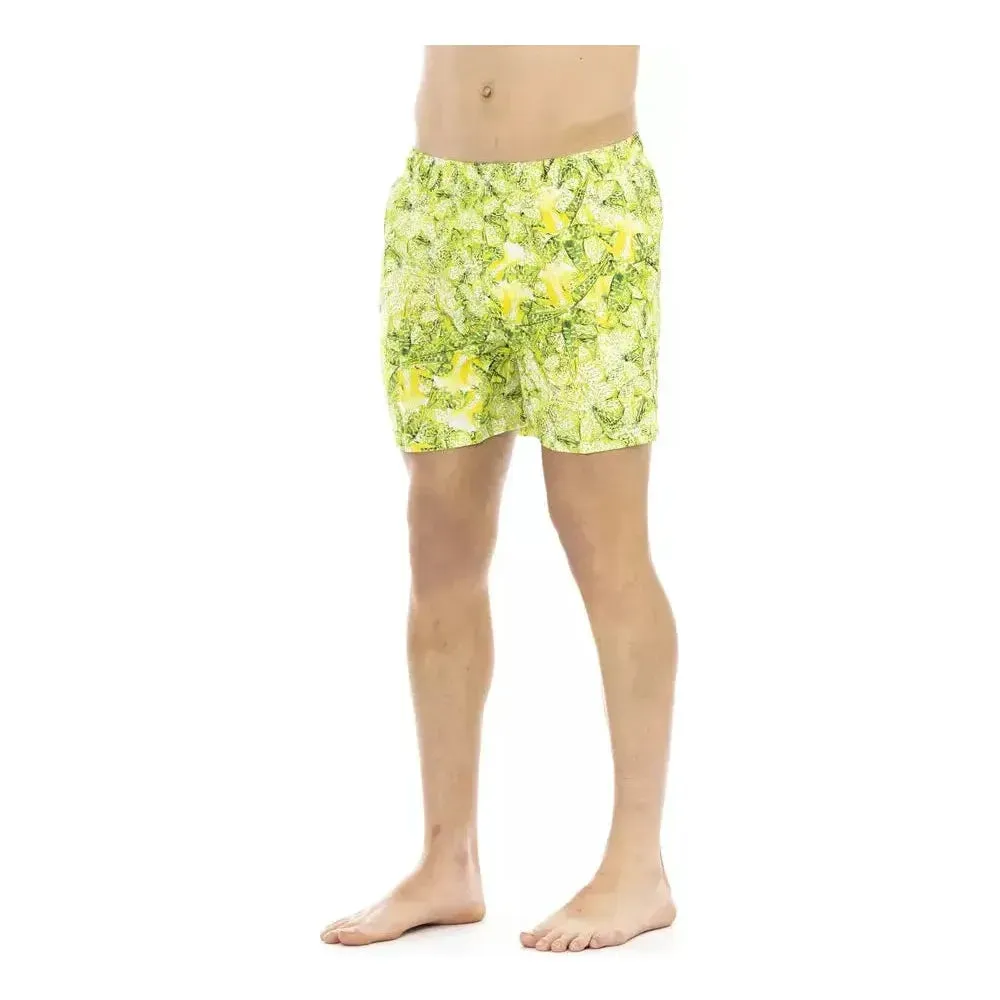 Just Cavalli Green Polyester Men's Swimwear Shorts