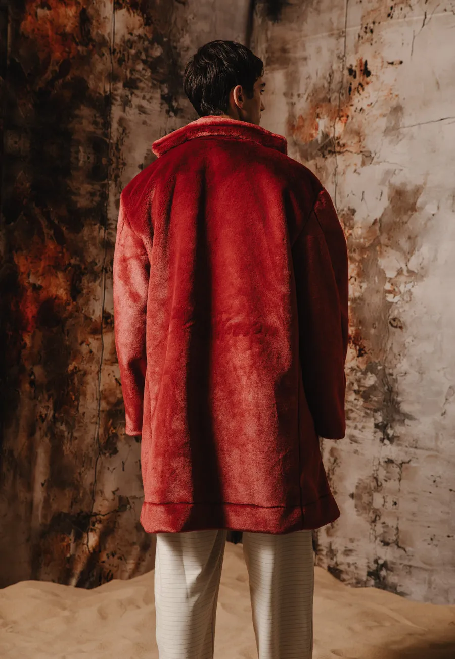 Kai Faux Fur Coat Bordeaux