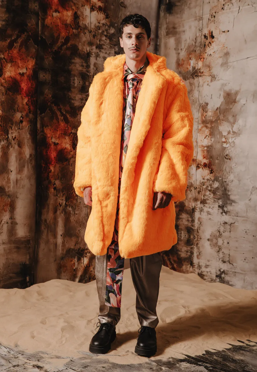 Kai Faux Fur Coat Salmon