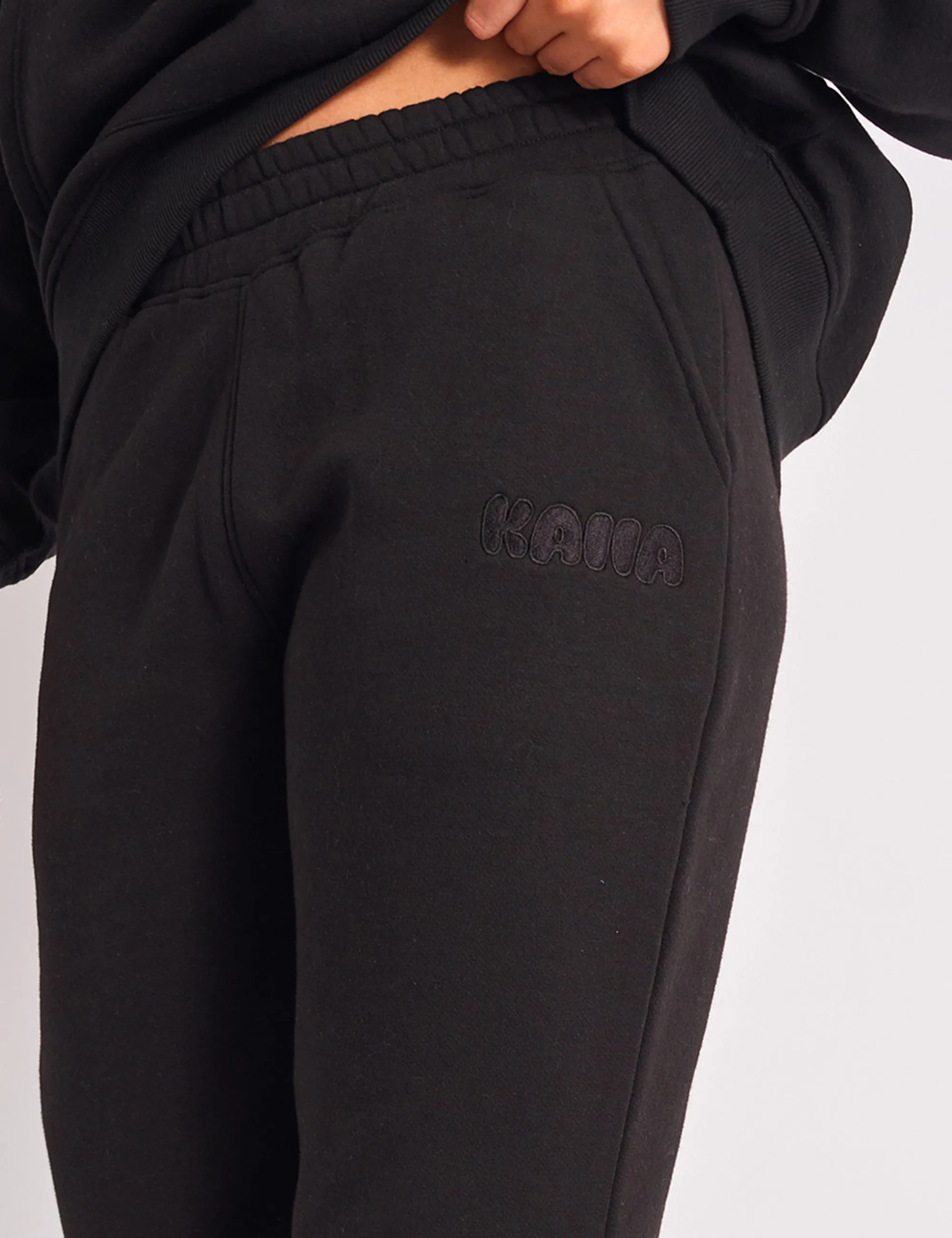 Kaiia Bubble Logo Wide Leg Joggers Black